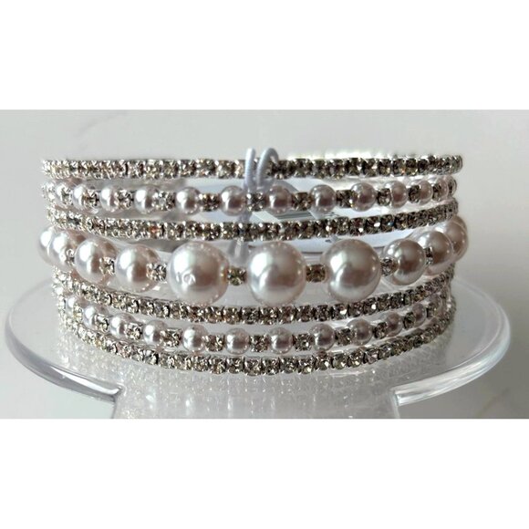 N/A Jewelry - Rhinestone & Faux Pearl Elegant Multi-Layer Bracelet